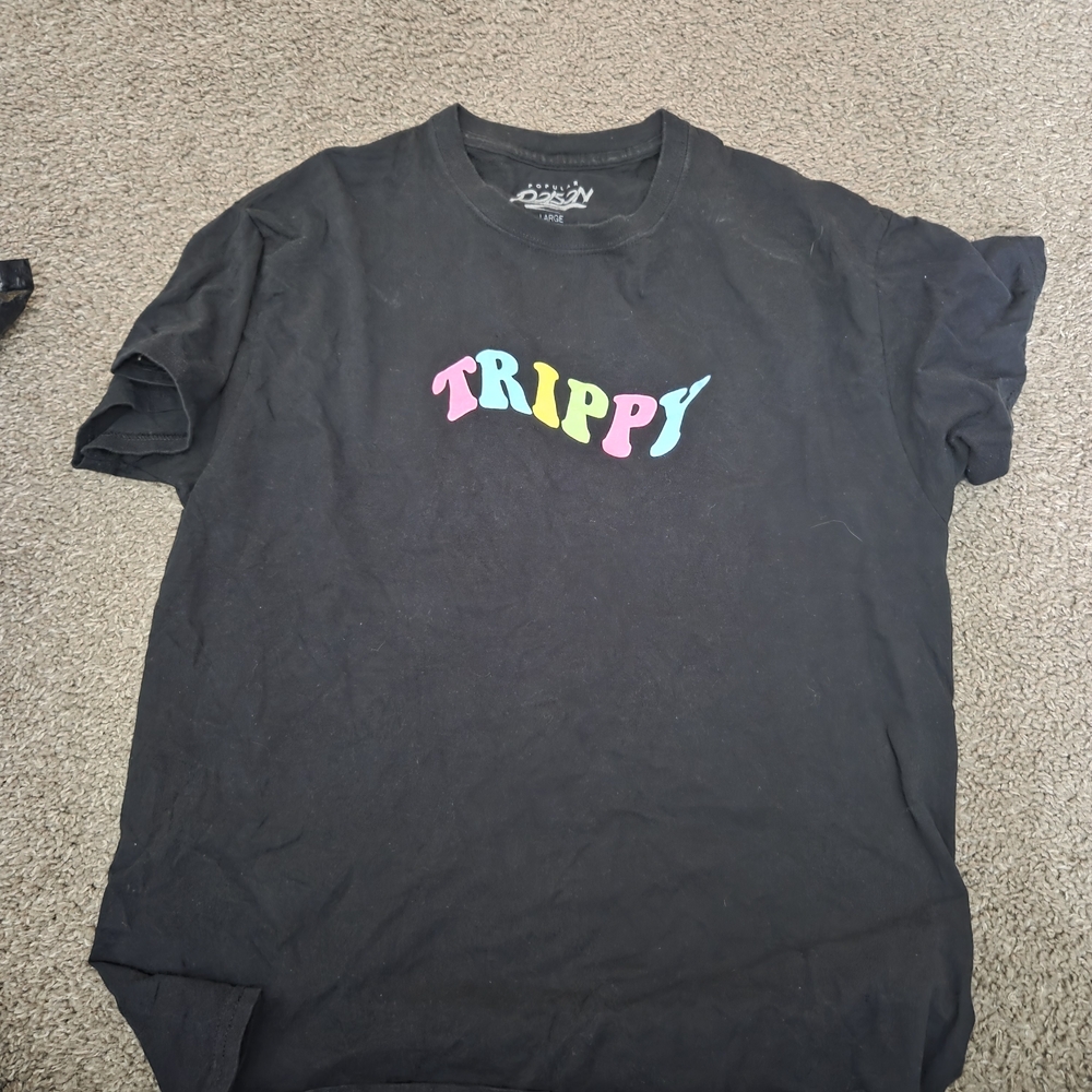 Trippy Multicolor Logo Black Short Sleeve Tee